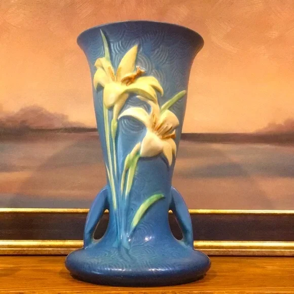 Roseville | Accents | Vtg Roseville Pottery Zephyr Lily Blue Two